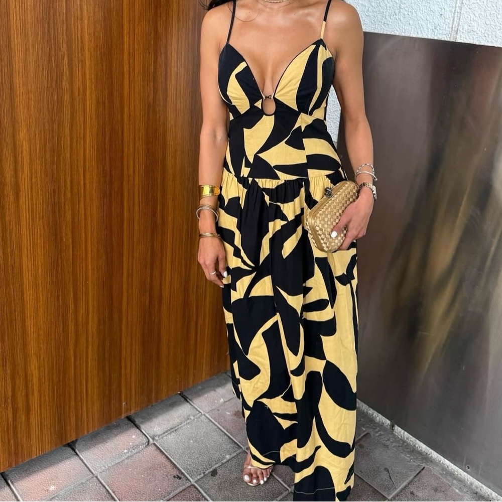 Chic Black and Gold Maxi Dress